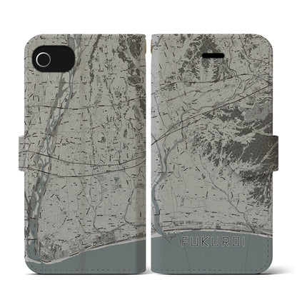 【袋井（静岡県）】地図柄iPhoneケース（手帳タイプ）モノトーン・iPhone SE（第3 / 第2世代） / 8 / 7 / 6s / 6 用