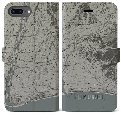 【袋井（静岡県）】地図柄iPhoneケース（手帳タイプ）モノトーン・iPhone 8Plus /7Plus / 6sPlus / 6Plus 用