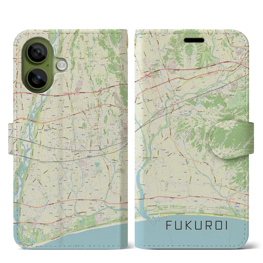 【袋井（静岡県）】地図柄iPhoneケース（手帳タイプ）ナチュラル・iPhone 17 Pro Max 用