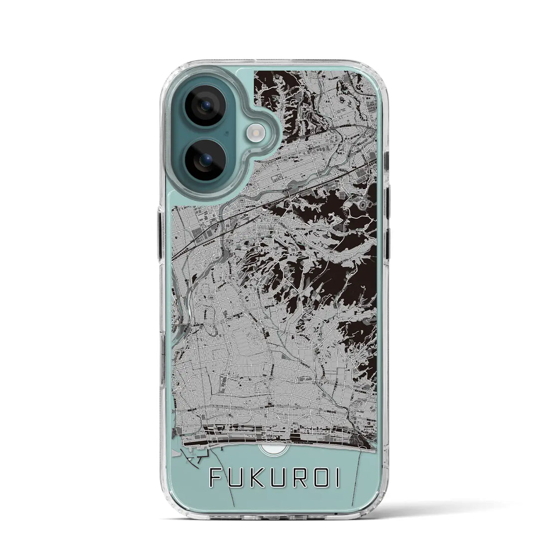 【袋井(静岡県)】地図柄iPhoneケース(MagSafeタイプ)モノトーン・iPhone 16 Pro 用