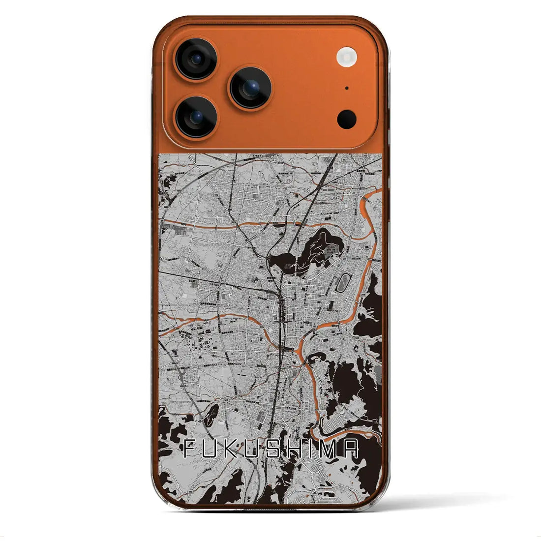 【福島(福島県)】地図柄iPhoneケース(クリアタイプ)モノトーン・iPhone 17 Pro Max 用