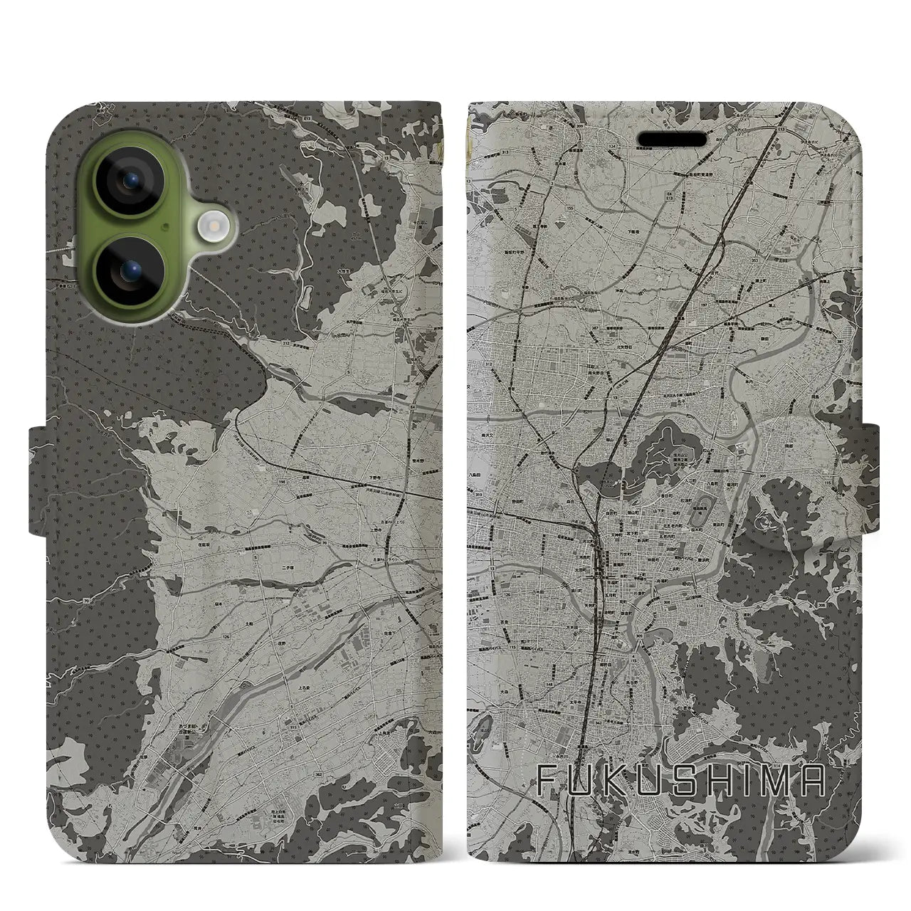 【福島（福島県）】地図柄iPhoneケース（手帳タイプ）