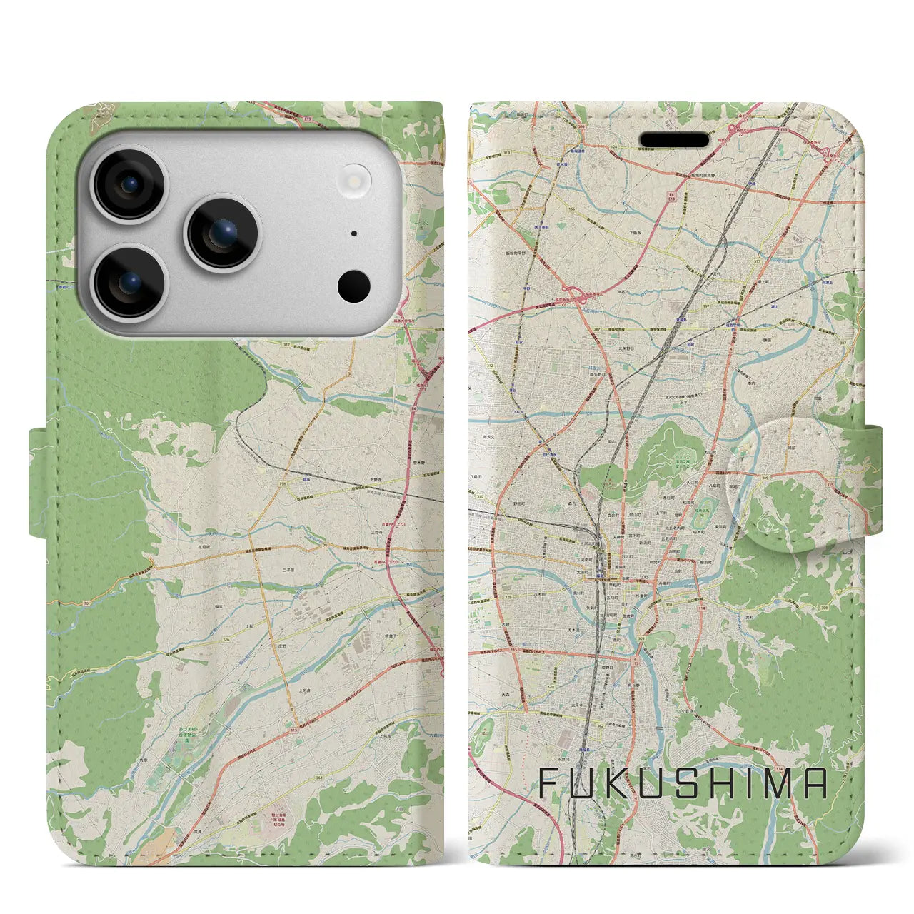 【福島（福島県）】地図柄iPhoneケース（手帳タイプ）