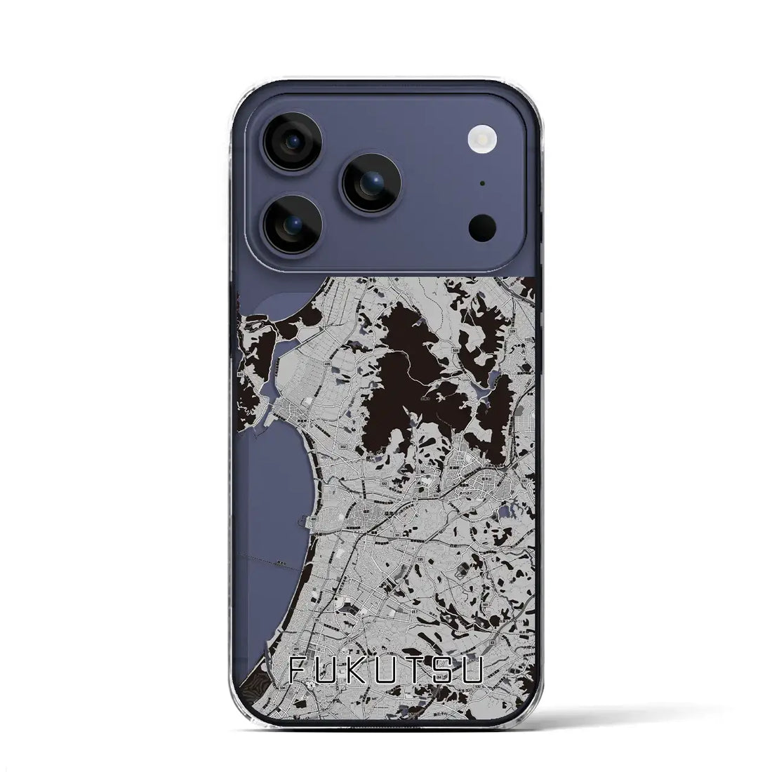 【福津(福岡県)】地図柄iPhoneケース(クリアタイプ)モノトーン・iPhone 17 Pro Max 用