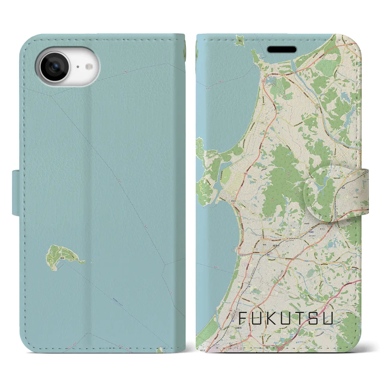 【福津（福岡県）】地図柄iPhoneケース（手帳タイプ）