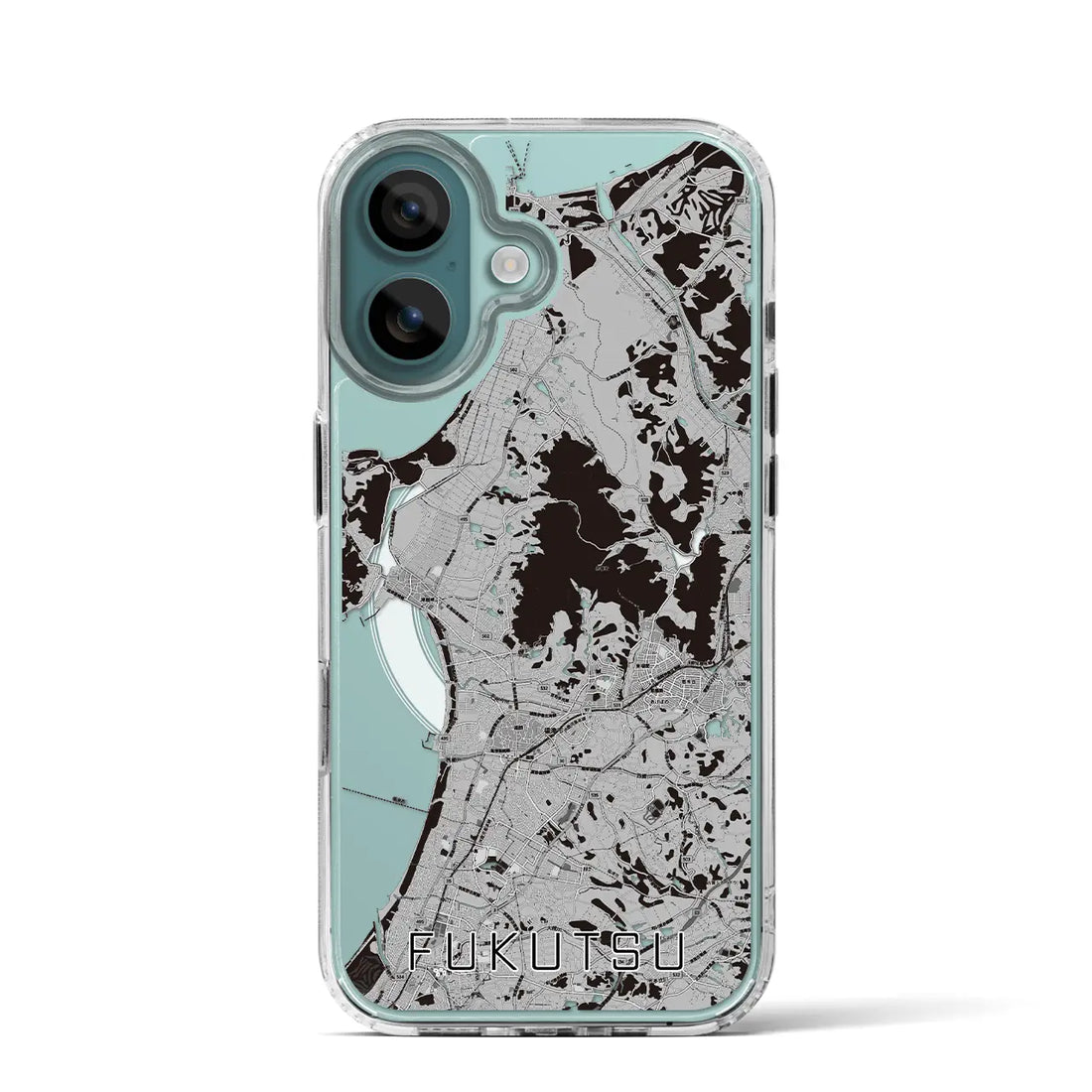 【福津(福岡県)】地図柄iPhoneケース(MagSafeタイプ)モノトーン・iPhone 16 Pro 用