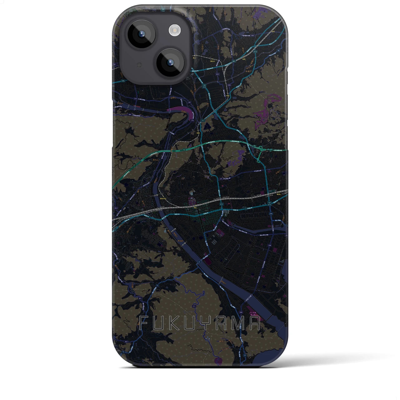 【福山（広島県）】地図柄iPhoneケース（バックカバータイプ）