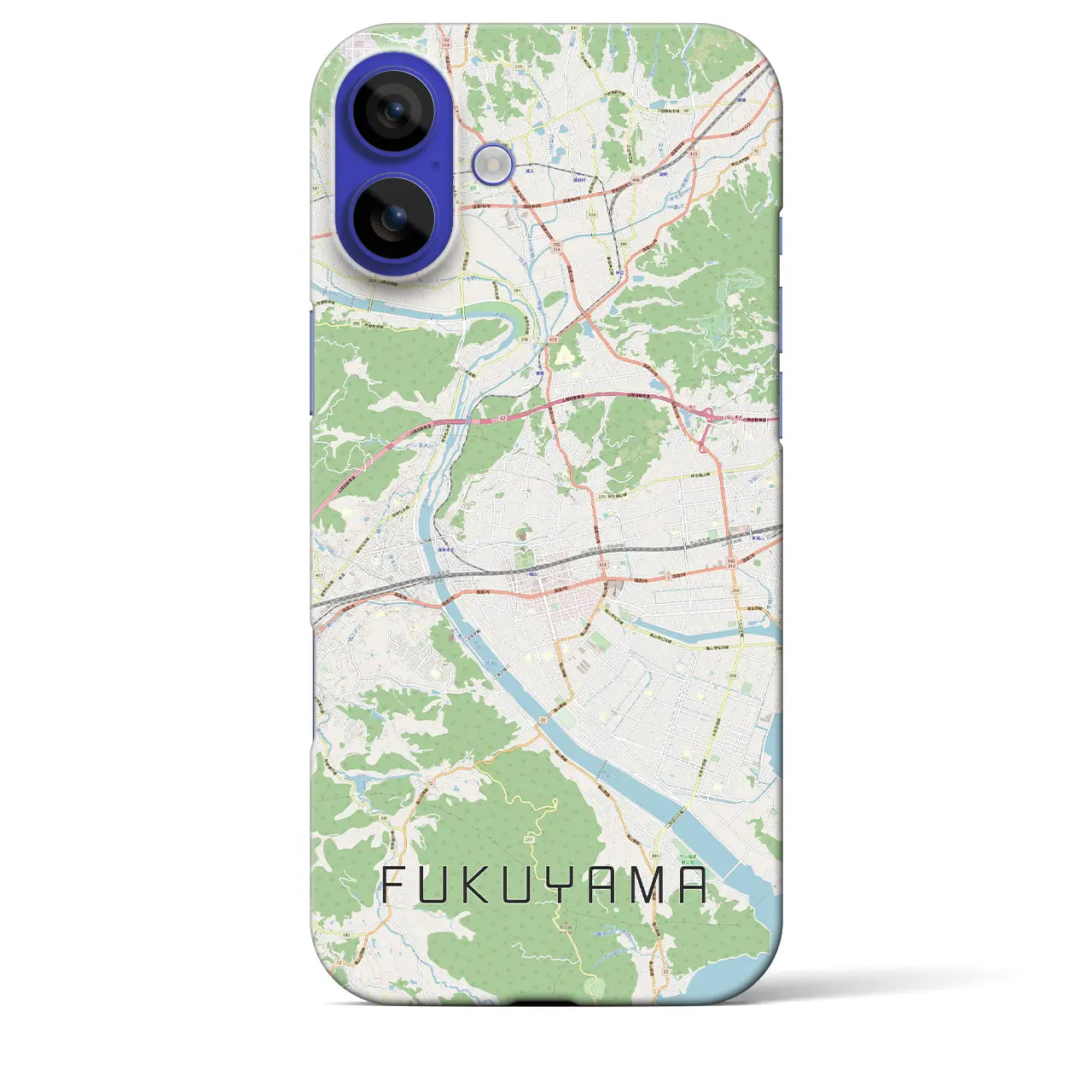 【福山（広島県）】地図柄iPhoneケース（バックカバータイプ）ブラック・iPhone 16 Pro Max 用