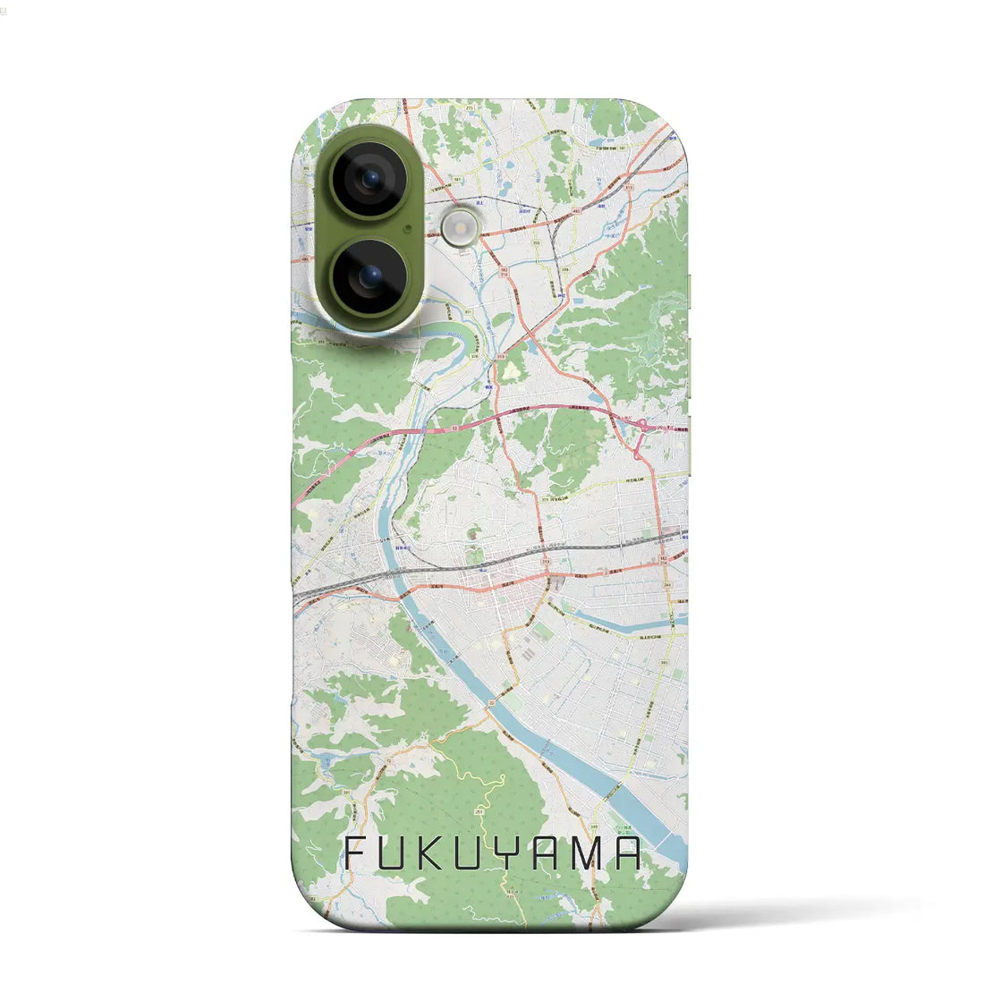 【福山（広島県）】地図柄iPhoneケース（バックカバータイプ）ブラック・iPhone 17 Pro Max 用