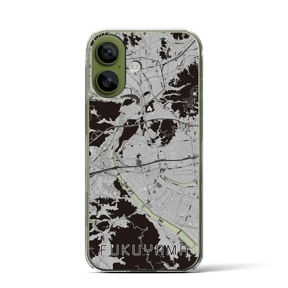 【福山（広島県）】地図柄iPhoneケース（クリアタイプ）モノトーン・iPhone 17 Pro Max 用