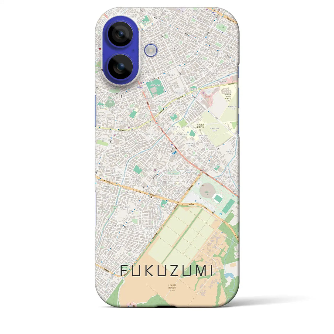 【福住(北海道)】地図柄iPhoneケース(バックカバータイプ)ブラック・iPhone 16 Pro Max 用