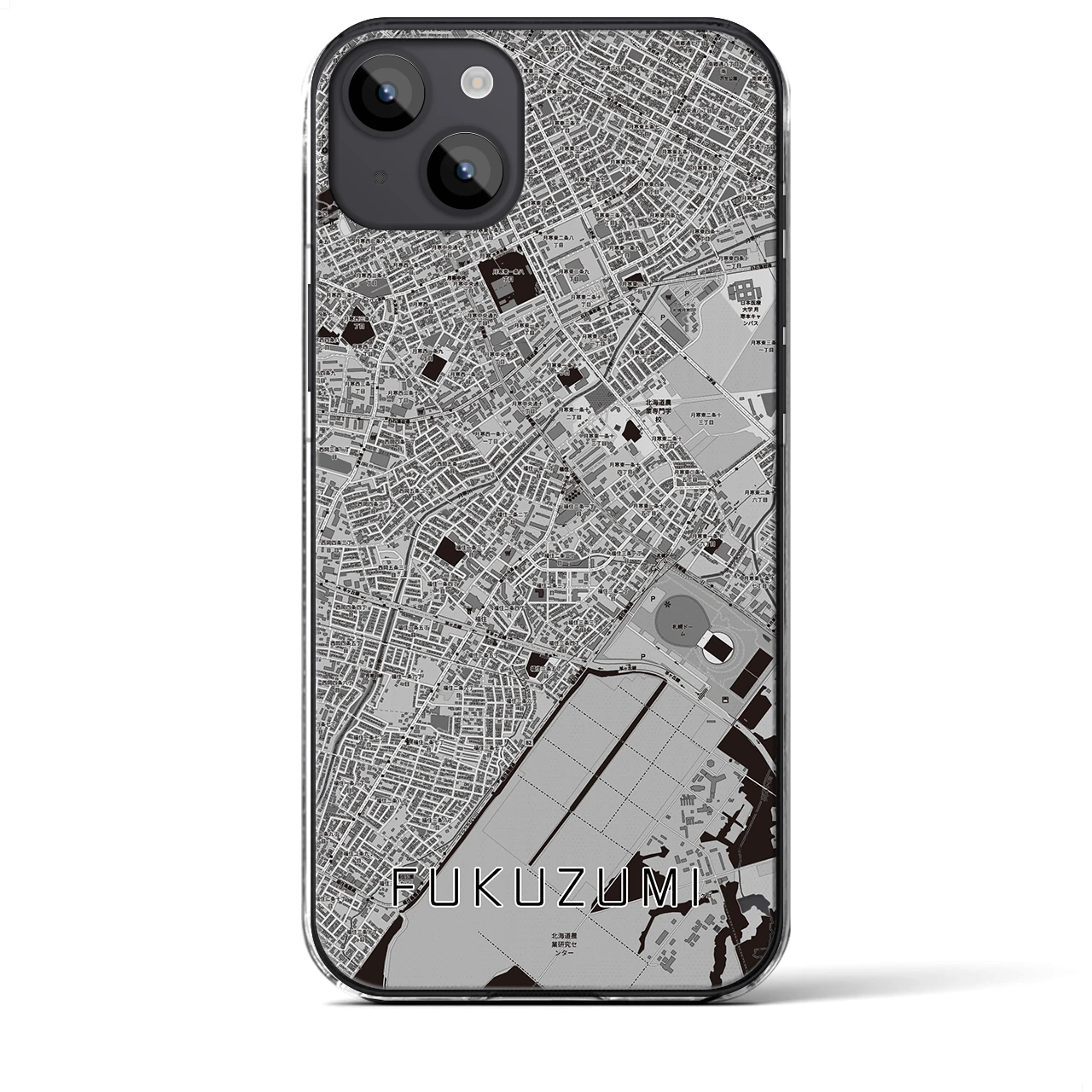 【福住（北海道）】地図柄iPhoneケース（クリアタイプ）