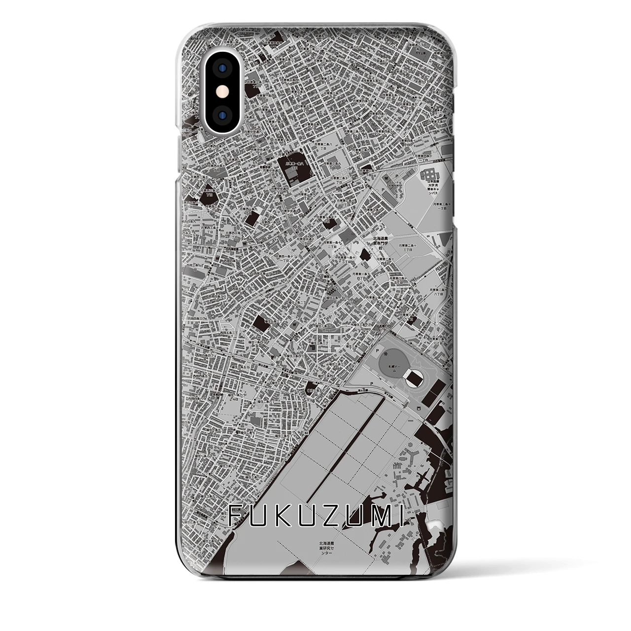 【福住（北海道）】地図柄iPhoneケース（クリアタイプ）