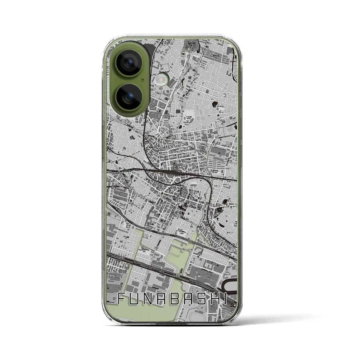 【船橋（千葉県）】地図柄iPhoneケース（クリアタイプ）モノトーン・iPhone 17 Pro Max 用