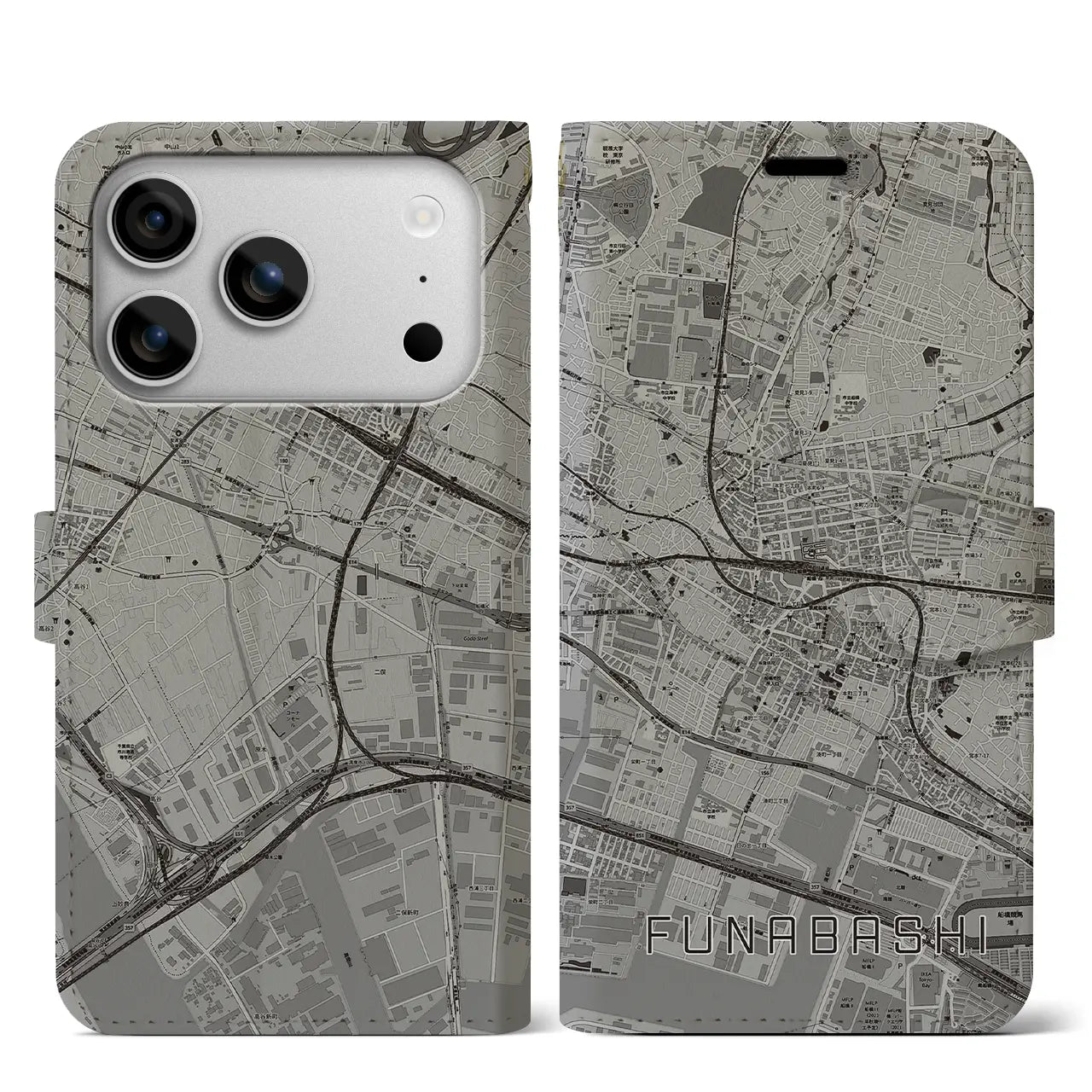 【船橋（千葉県）】地図柄iPhoneケース（手帳タイプ）