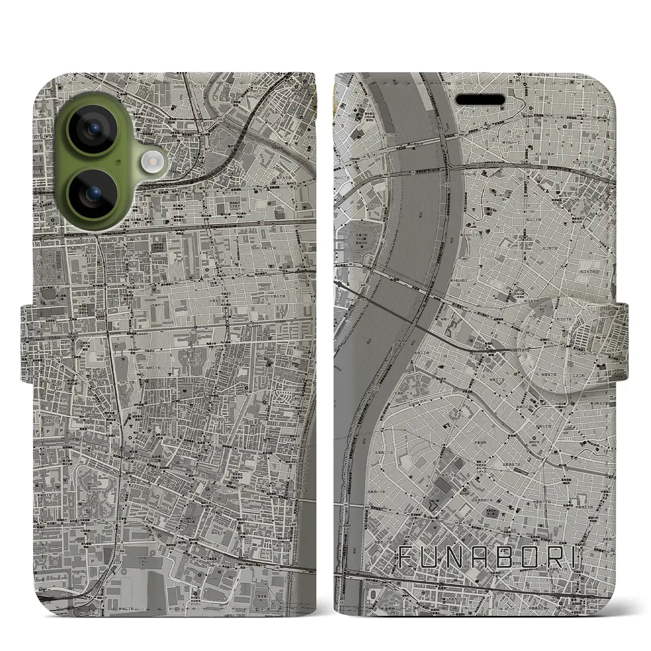 【船堀（東京都）】地図柄iPhoneケース（手帳タイプ）