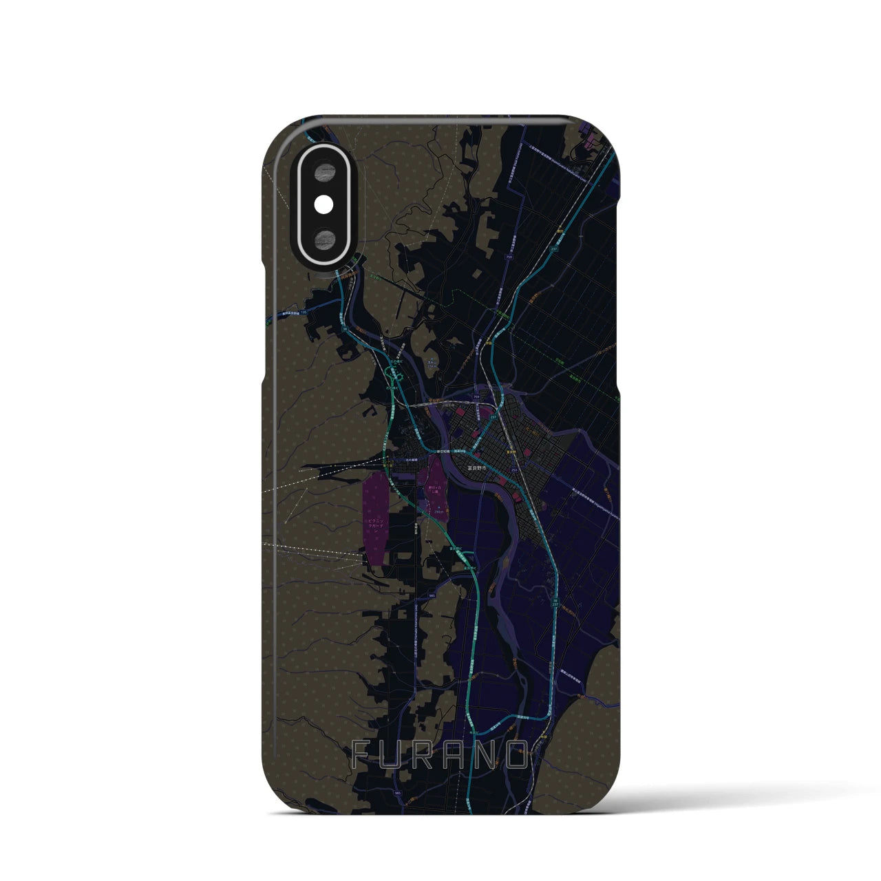 【富良野（北海道）】地図柄iPhoneケース（バックカバータイプ）