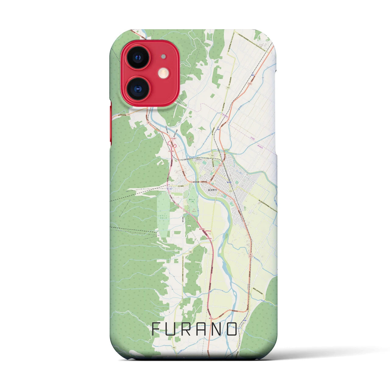 【富良野（北海道）】地図柄iPhoneケース（バックカバータイプ）