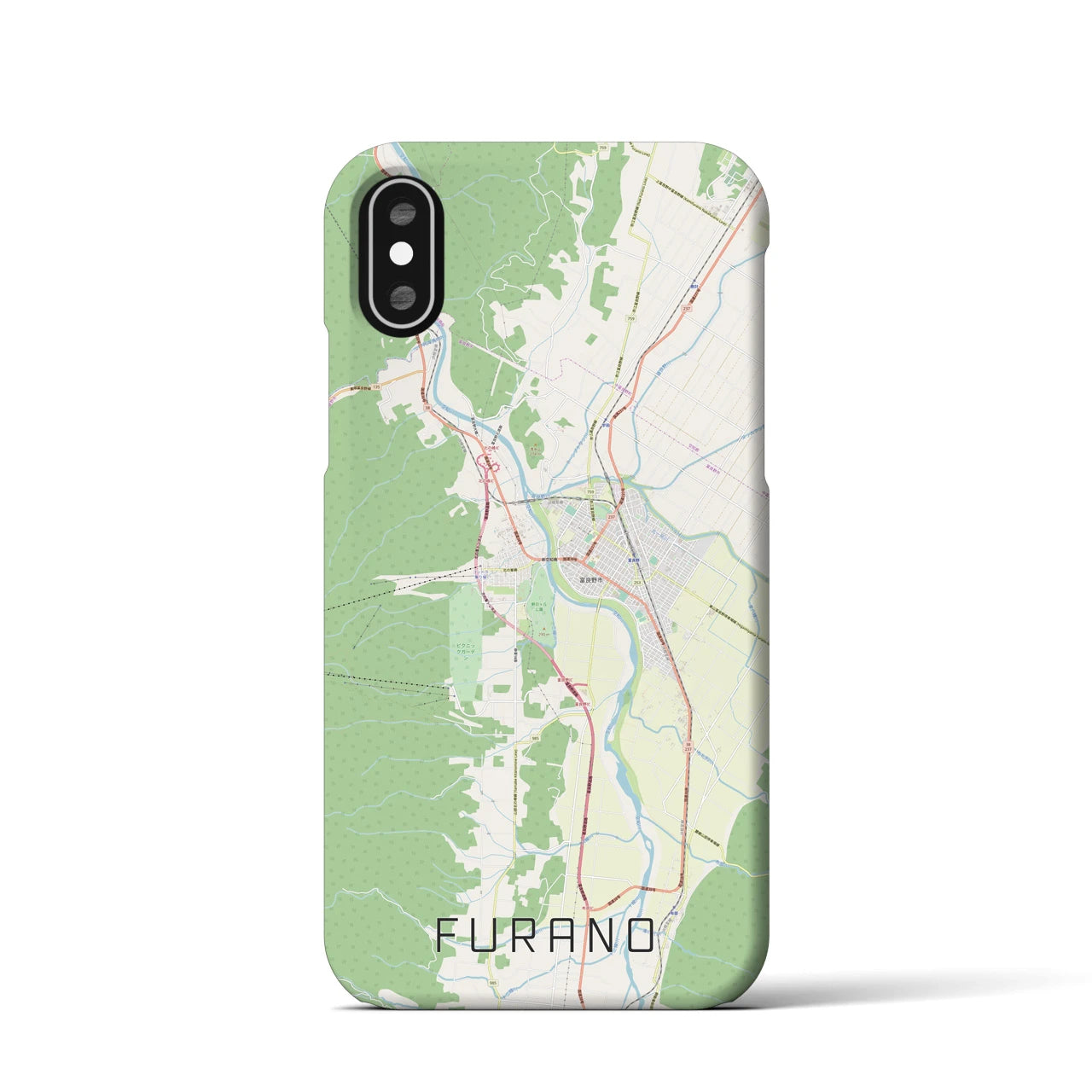 【富良野（北海道）】地図柄iPhoneケース（バックカバータイプ）