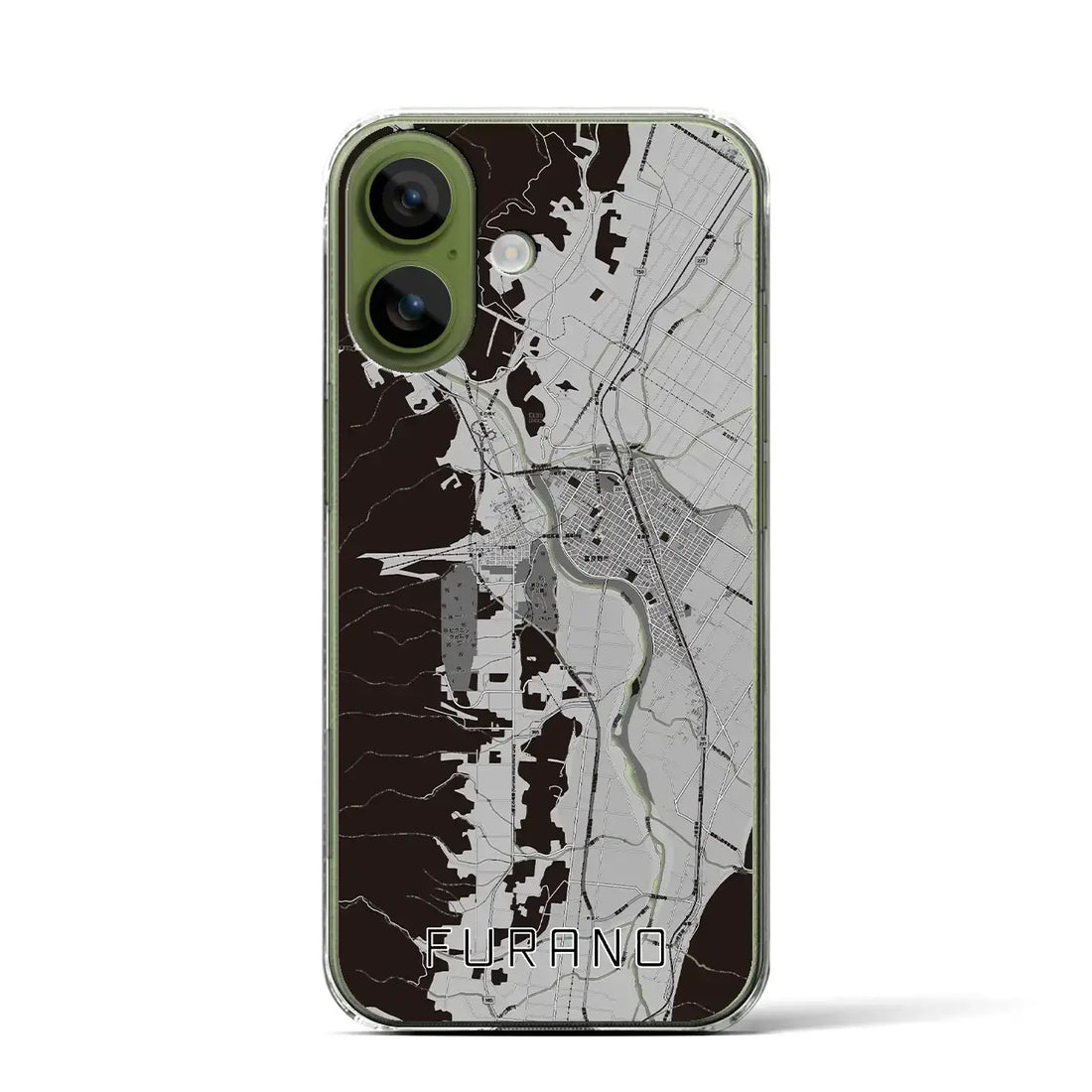 【富良野(北海道)】地図柄iPhoneケース(クリアタイプ)モノトーン・iPhone 17 Pro Max 用