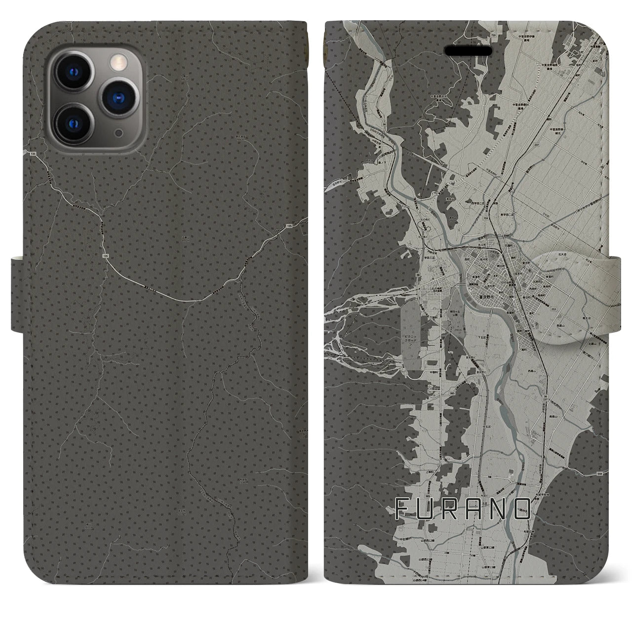 【富良野（北海道）】地図柄iPhoneケース（手帳タイプ）