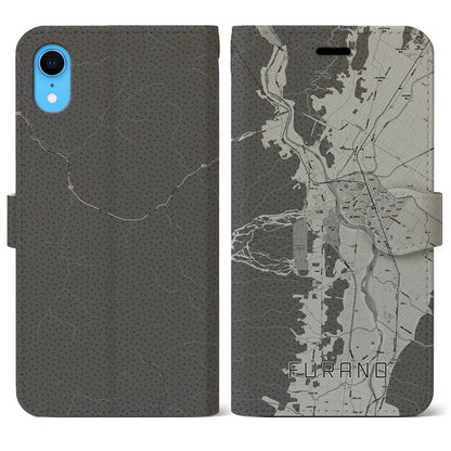 【富良野（北海道）】地図柄iPhoneケース（手帳タイプ）モノトーン・iPhone XR 用