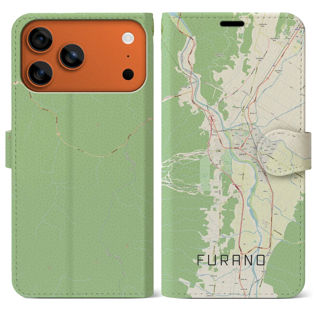 【富良野（北海道）】地図柄iPhoneケース（手帳タイプ）