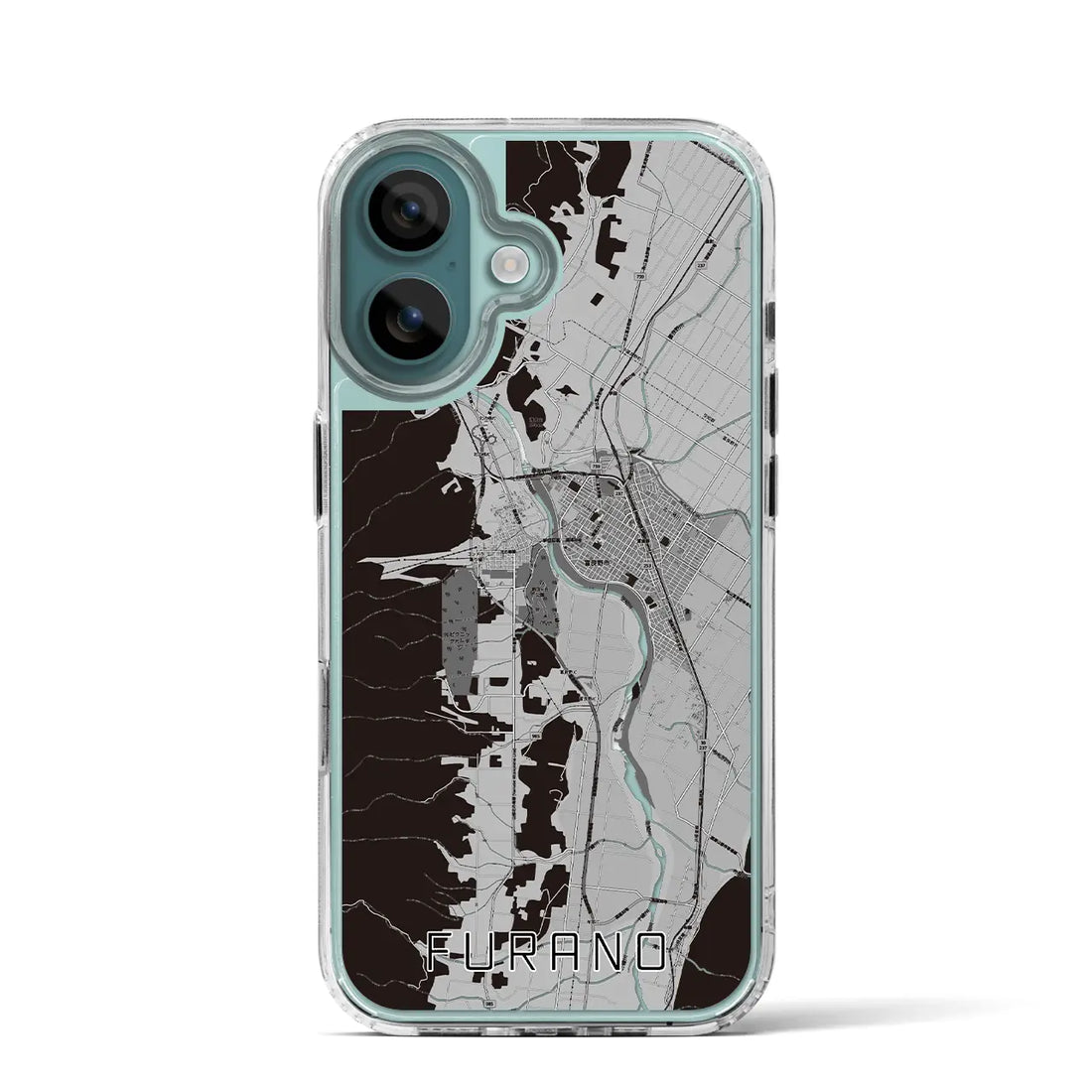 【富良野（北海道）】地図柄iPhoneケース（MagSafeタイプ）モノトーン・iPhone 16 Pro 用