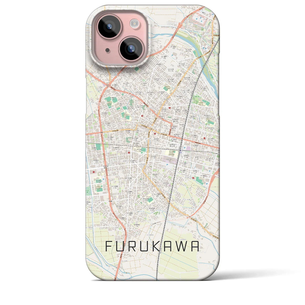 【古川（宮城県）】地図柄iPhoneケース（バックカバータイプ）