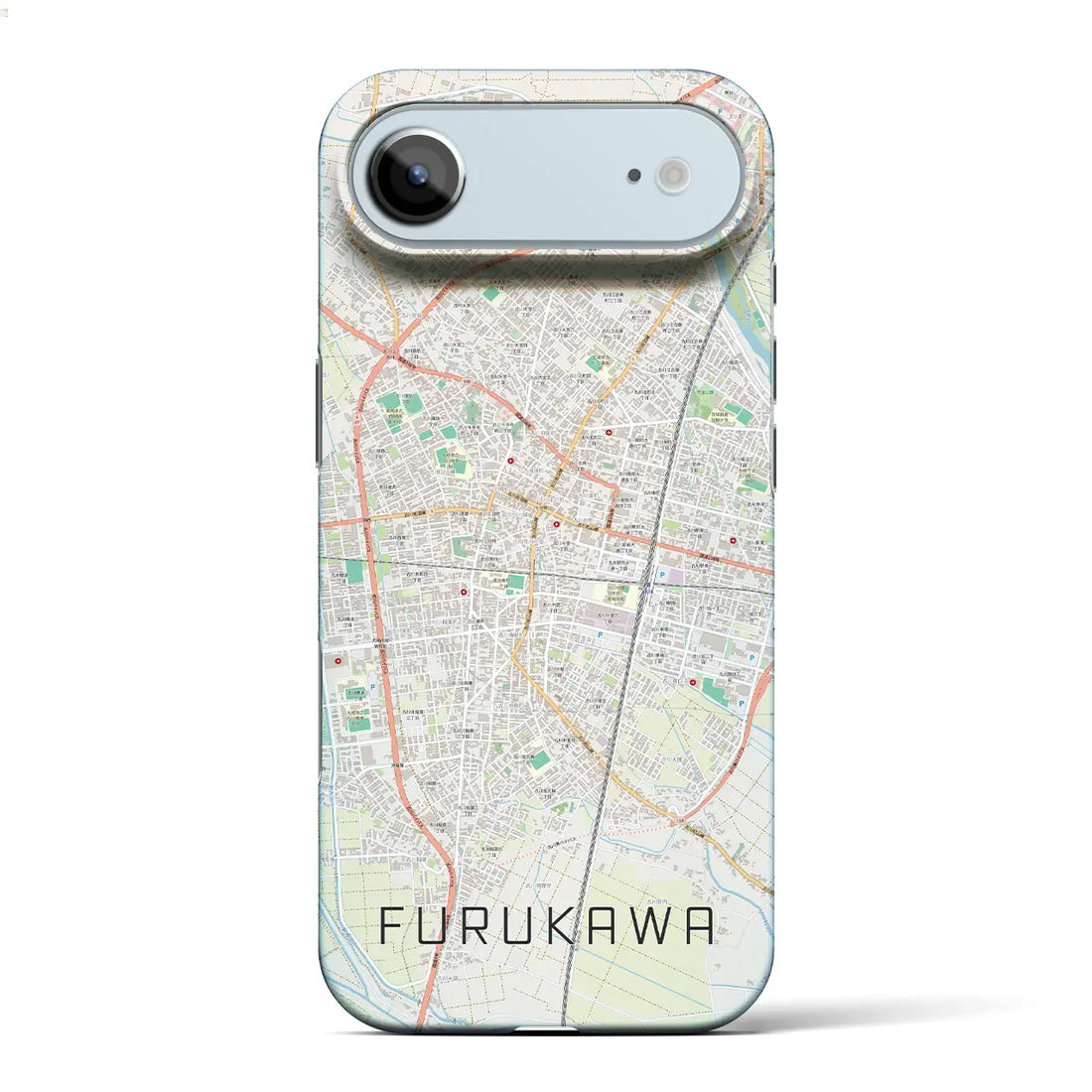 【古川(宮城県)】地図柄iPhoneケース(バックカバータイプ)ブラック・iPhone 17 Pro Max 用