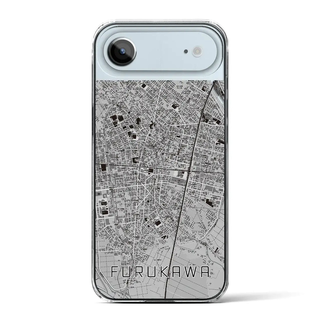 【古川（宮城県）】地図柄iPhoneケース（クリアタイプ）モノトーン・iPhone 17 Pro Max 用