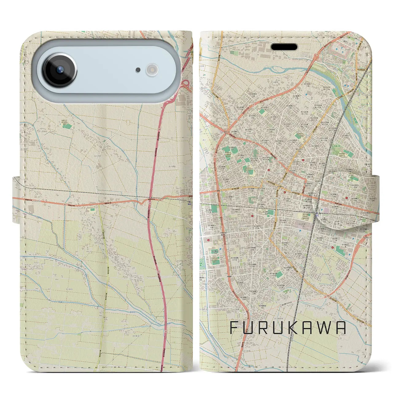 【古川（宮城県）】地図柄iPhoneケース（手帳タイプ）