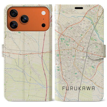 【古川（宮城県）】地図柄iPhoneケース（手帳タイプ）