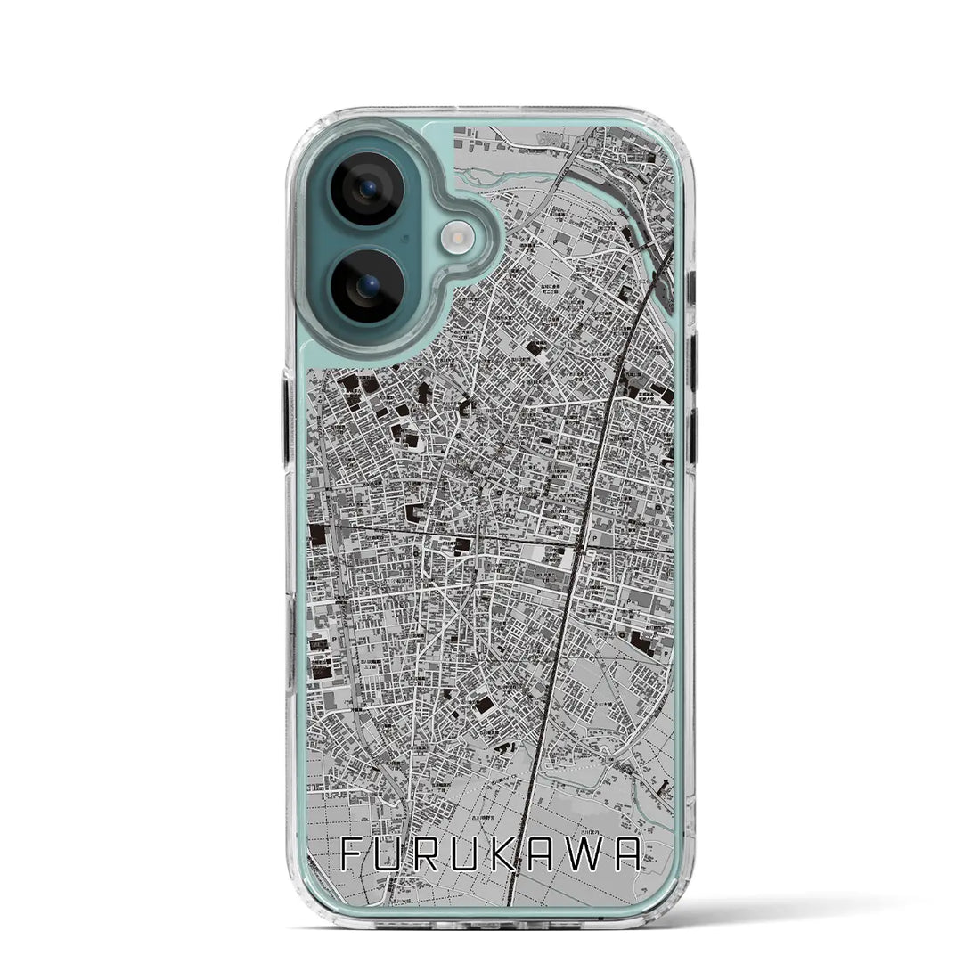 【古川（宮城県）】地図柄iPhoneケース（MagSafeタイプ）モノトーン・iPhone 16 Pro 用