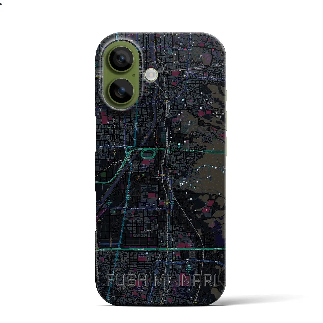 【伏見稲荷（京都府）】地図柄iPhoneケース（バックカバータイプ）