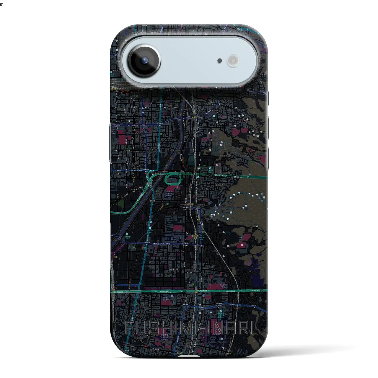 【伏見稲荷（京都府）】地図柄iPhoneケース（バックカバータイプ）