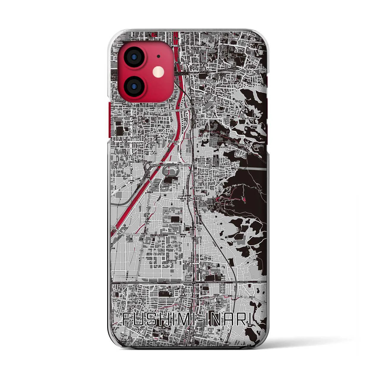 【伏見稲荷（京都府）】地図柄iPhoneケース（クリアタイプ）
