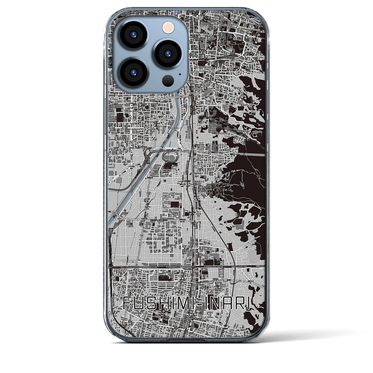 【伏見稲荷（京都府）】地図柄iPhoneケース（クリアタイプ）
