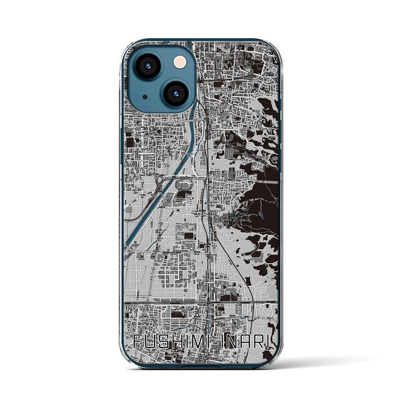 【伏見稲荷（京都府）】地図柄iPhoneケース（クリアタイプ）