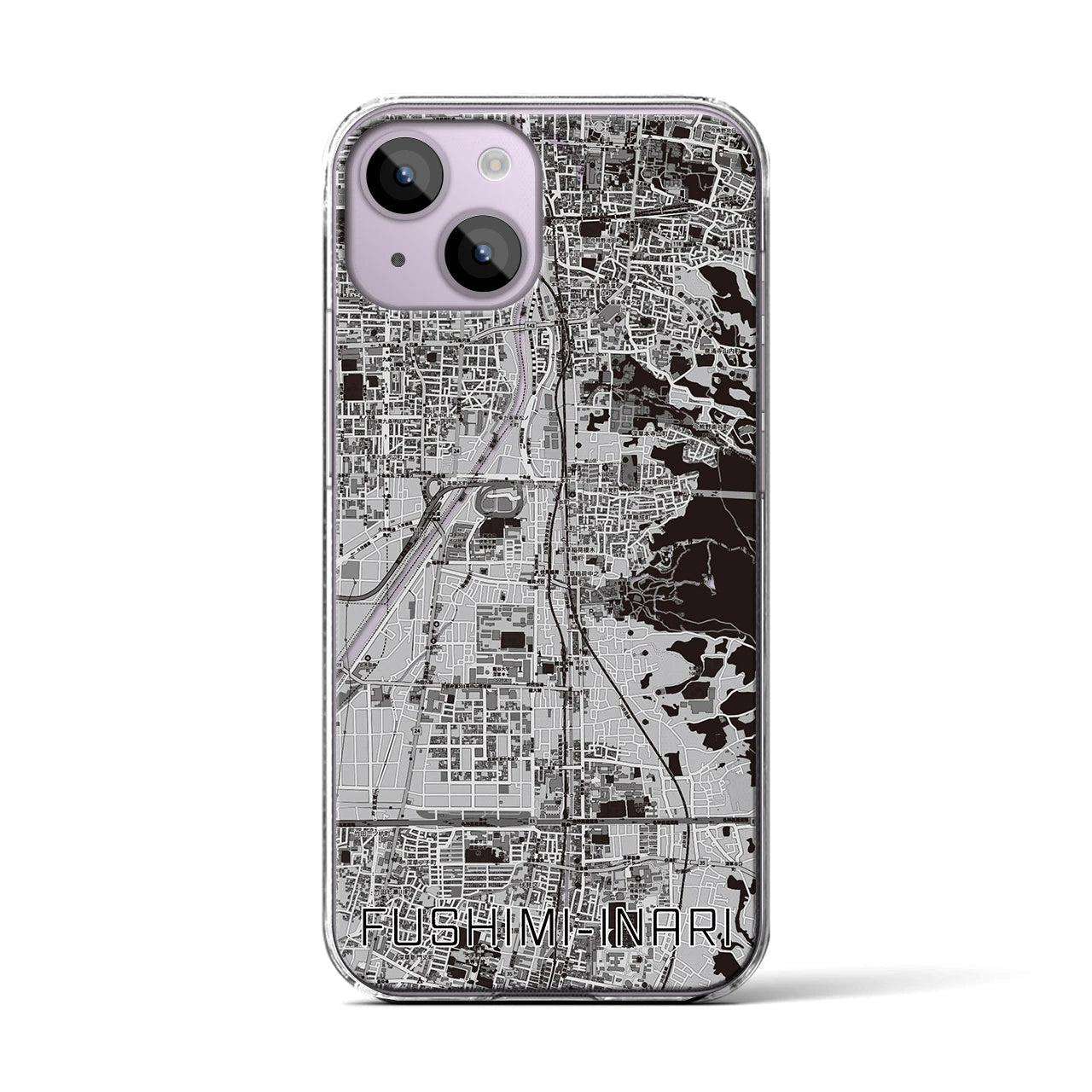 【伏見稲荷（京都府）】地図柄iPhoneケース（クリアタイプ）