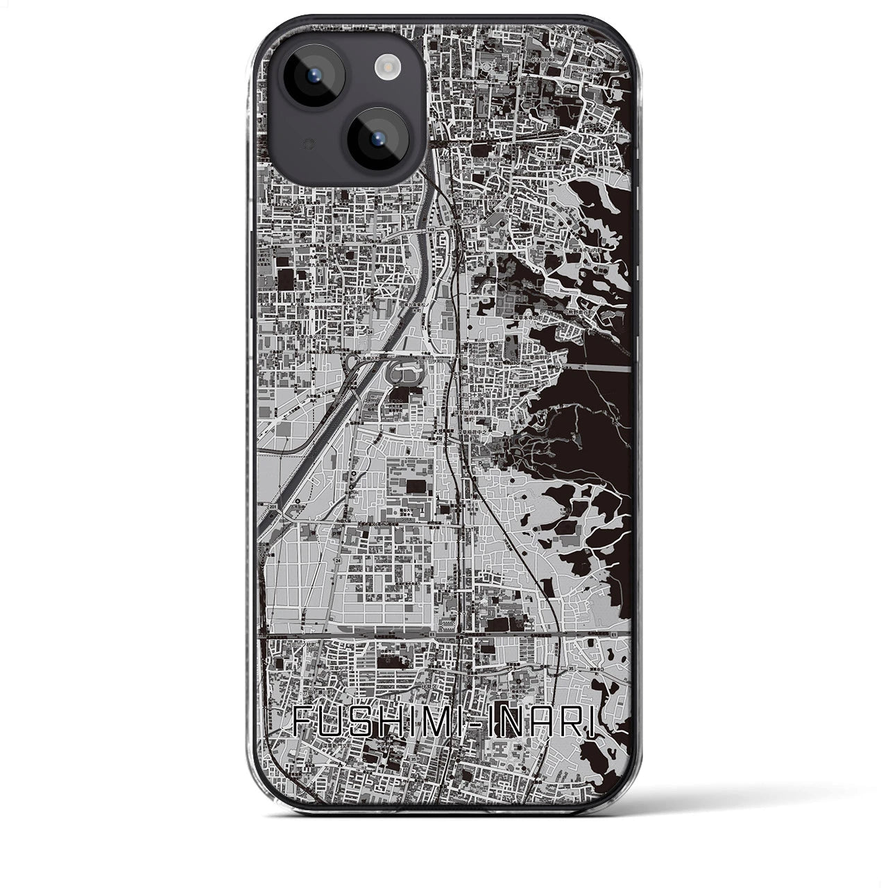 【伏見稲荷（京都府）】地図柄iPhoneケース（クリアタイプ）