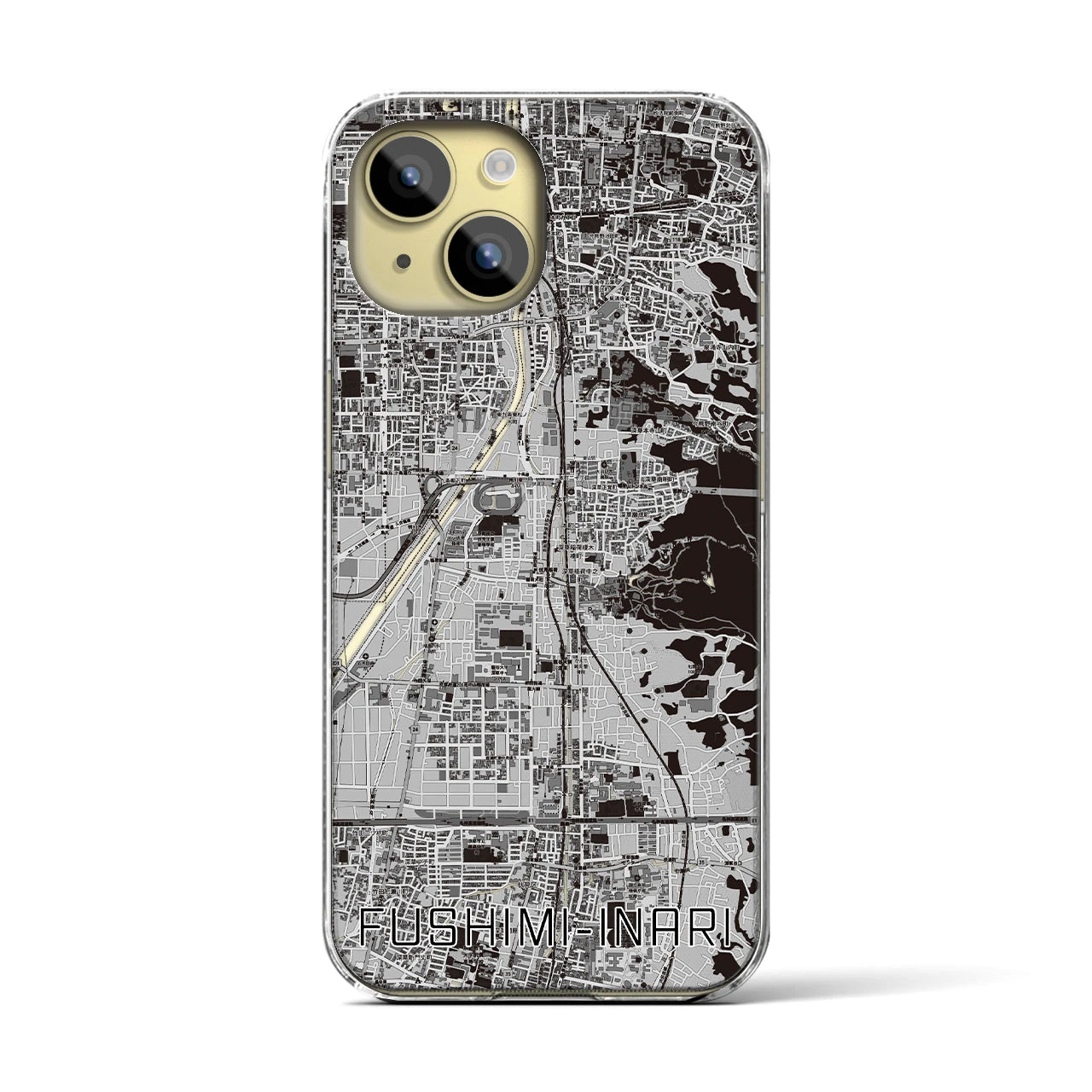 【伏見稲荷（京都府）】地図柄iPhoneケース（クリアタイプ）