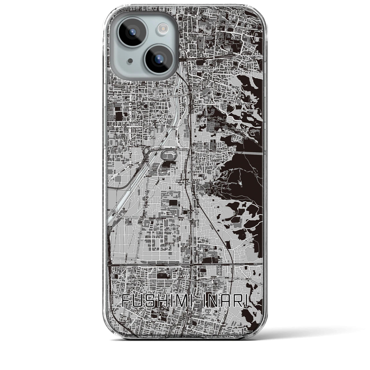 【伏見稲荷（京都府）】地図柄iPhoneケース（クリアタイプ）