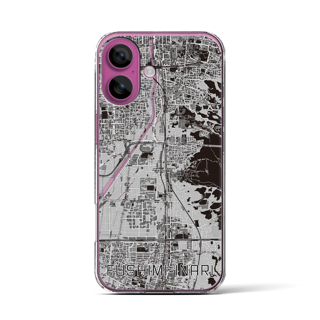 【伏見稲荷（京都府）】地図柄iPhoneケース（クリアタイプ）