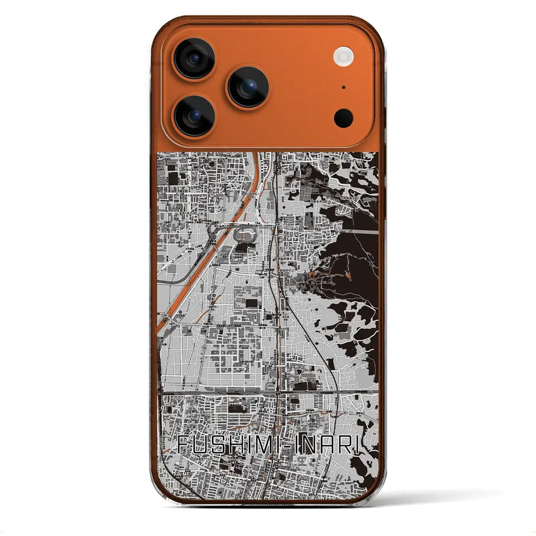 【伏見稲荷（京都府）】地図柄iPhoneケース（クリアタイプ）モノトーン・iPhone 17 Pro Max 用