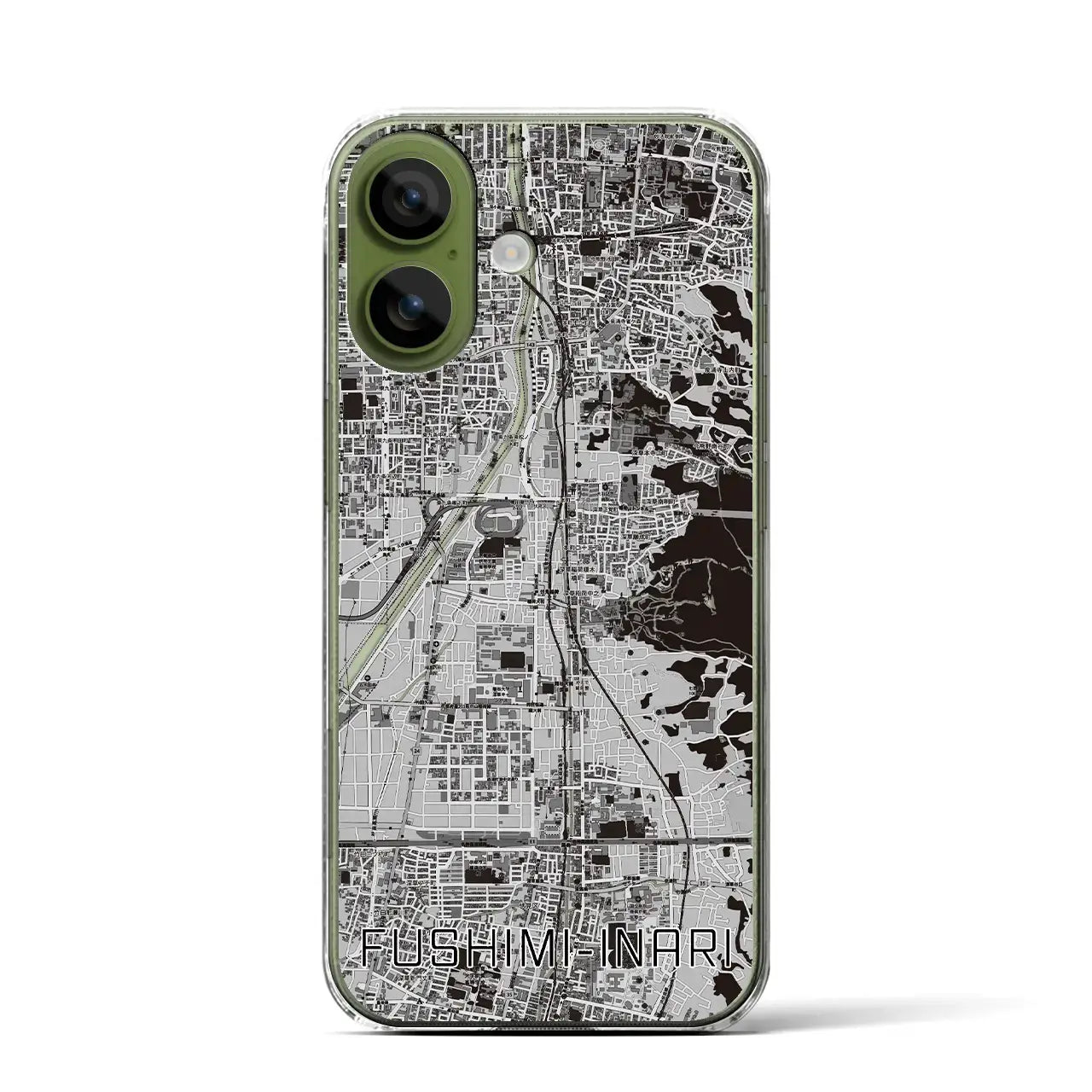 【伏見稲荷（京都府）】地図柄iPhoneケース（クリアタイプ）