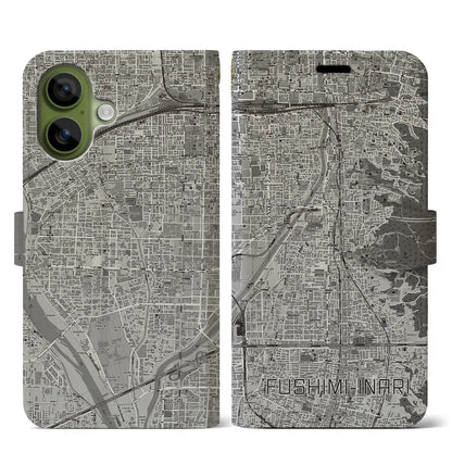 【伏見稲荷（京都府）】地図柄iPhoneケース（手帳タイプ）