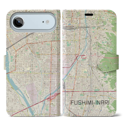 【伏見稲荷（京都府）】地図柄iPhoneケース（手帳タイプ）