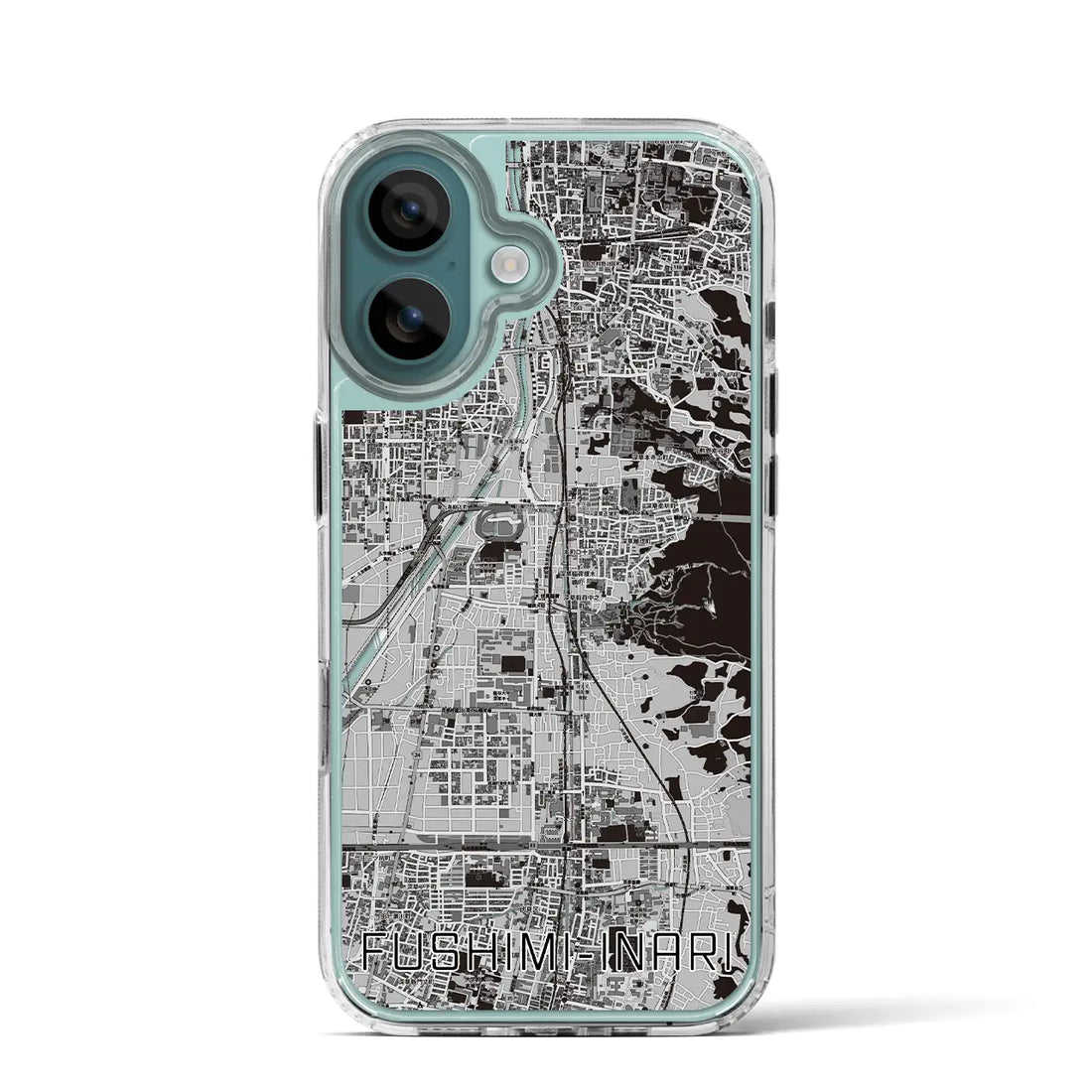 【伏見稲荷（京都府）】地図柄iPhoneケース（MagSafeタイプ）モノトーン・iPhone 16 Pro 用