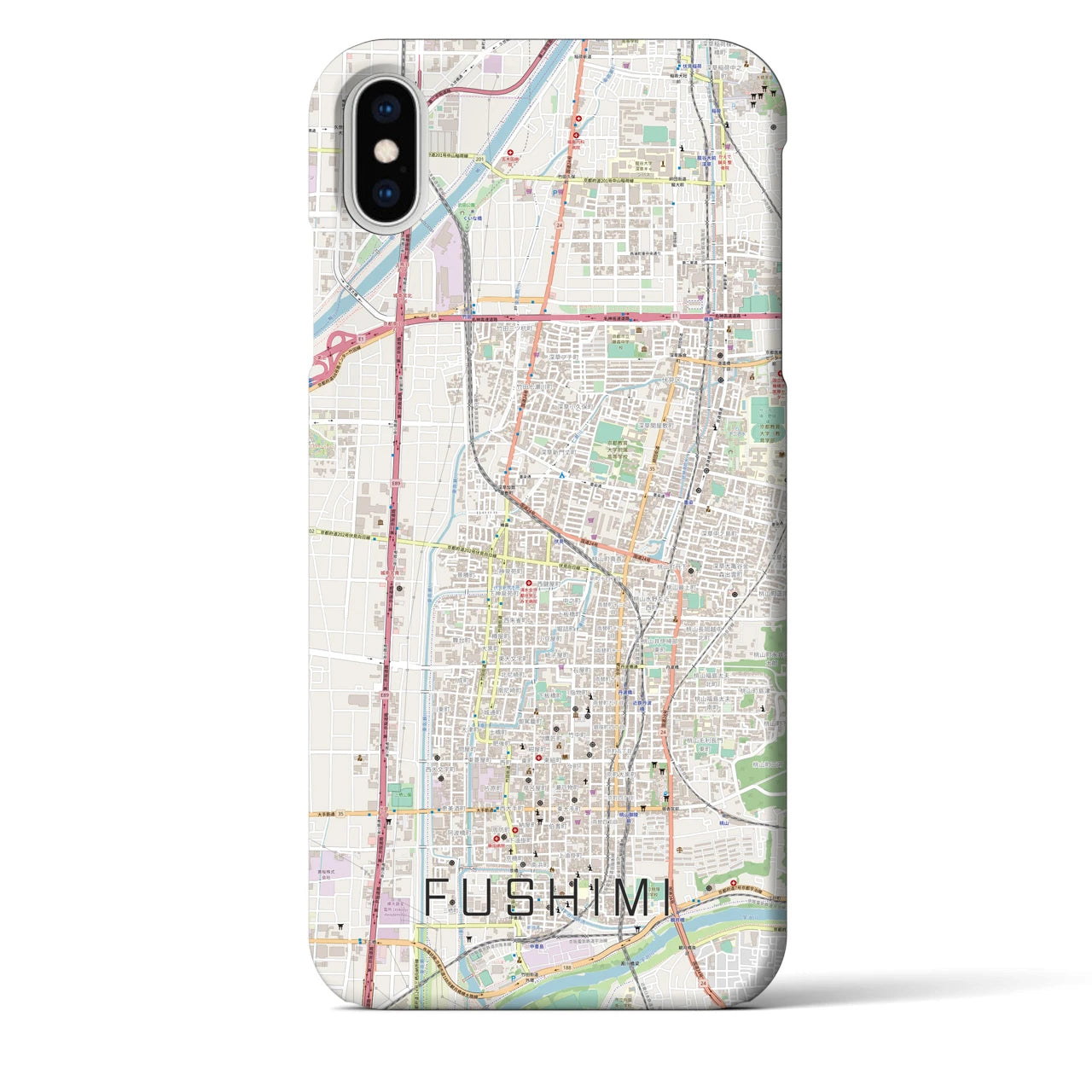 【伏見（京都府）】地図柄iPhoneケース（バックカバータイプ）
